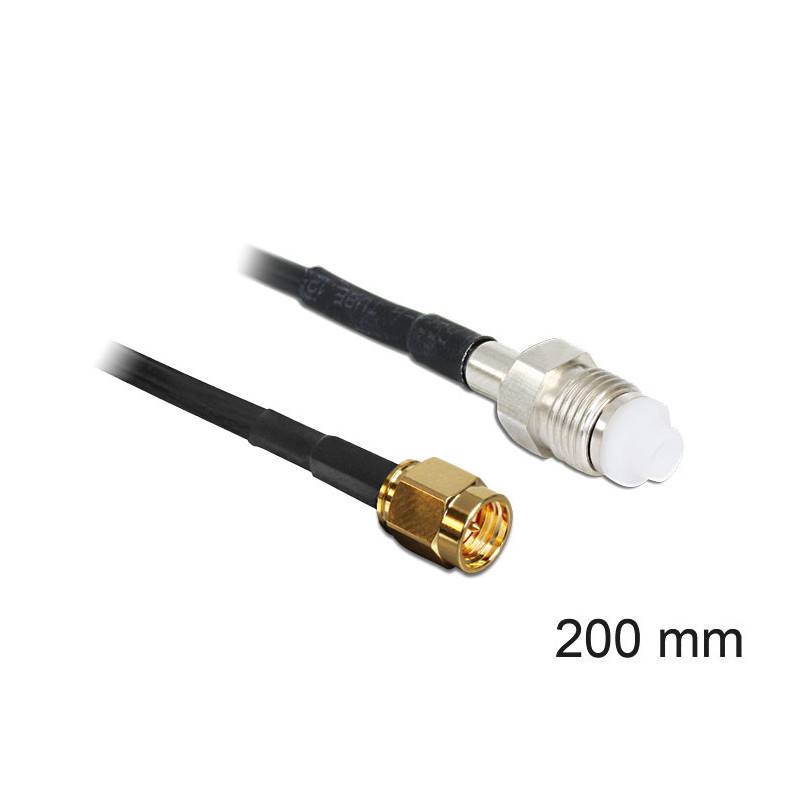 DeLOCK 88596 koaksiaalikaapeli RG-174 0,2 m SMA FME Musta