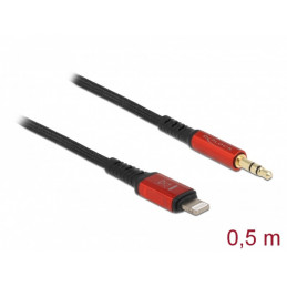 DeLOCK 86586 audiokaapeli 0,5 m 3.5mm Lightning Musta, Punainen