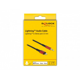 DeLOCK 86586 audiokaapeli 0,5 m 3.5mm Lightning Musta, Punainen