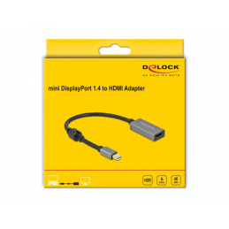 DeLOCK 66570 videokaapeli-adapteri 0,2 m Mini DisplayPort HDMI-tyyppi A (vakio) Musta, Harmaa