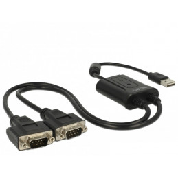 DeLOCK 63950 sarjakaapeli Musta 0,6 m USB 2.0 Type-A 2 x RS-232 DB9