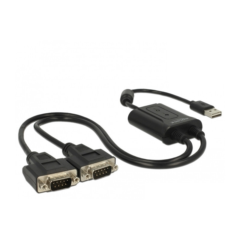 DeLOCK 63950 sarjakaapeli Musta 0,6 m USB 2.0 Type-A 2 x RS-232 DB9