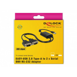 DeLOCK 63950 sarjakaapeli Musta 0,6 m USB 2.0 Type-A 2 x RS-232 DB9