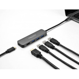 DeLOCK 64171 keskitin USB 3.2 Gen 1 (3.1 Gen 1) Type-C 5000 Mbit s Harmaa