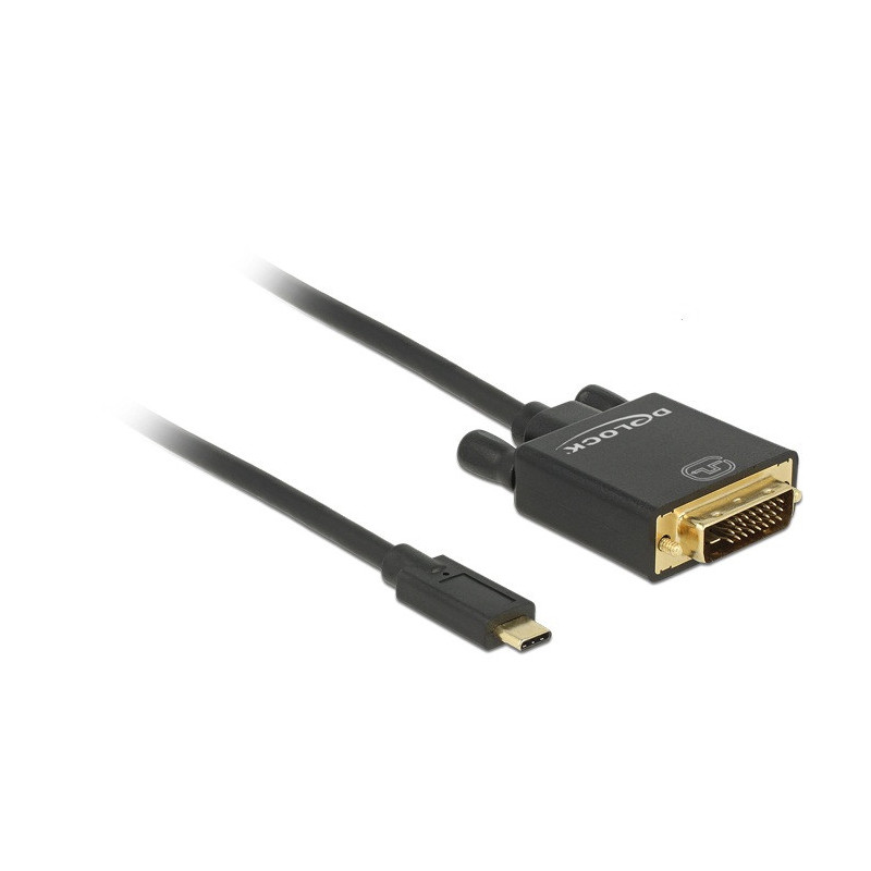DeLOCK 2m, USB-C DVI 24+1 USB grafiikka-adapteri 3840 x 2160 pikseliä Musta
