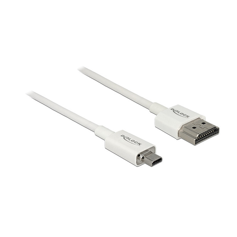 DeLOCK 85147 HDMI-kaapeli 0,25 m HDMI-tyyppi A (vakio) HDMI-tyyppi D (mikro) Valkoinen