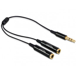 DeLOCK 65356 audiokaapeli 0,25 m 3.5mm 2 x 3.5mm Musta