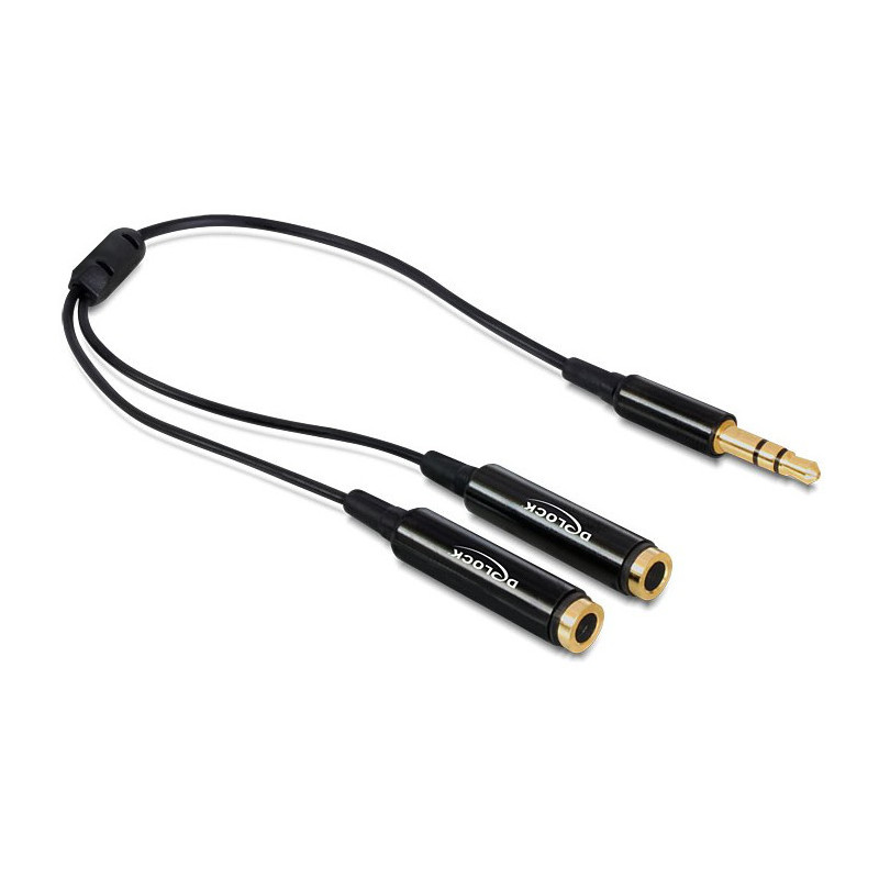 DeLOCK 65356 audiokaapeli 0,25 m 3.5mm 2 x 3.5mm Musta
