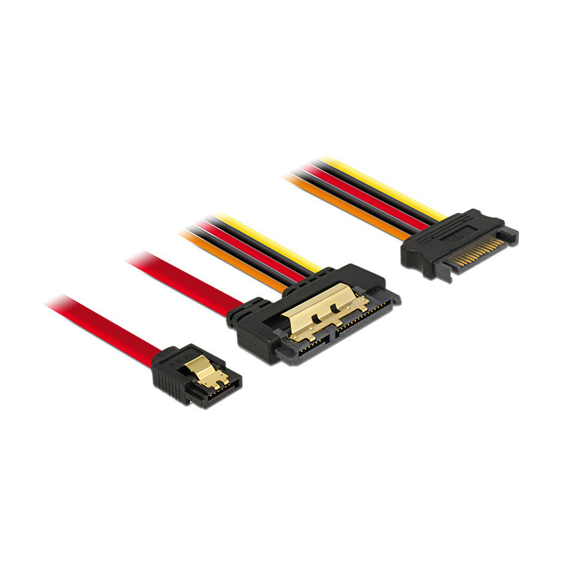 DeLOCK 85228 SATA-kaapeli 0,3 m SATA 7-pin SATA 22-pin Musta