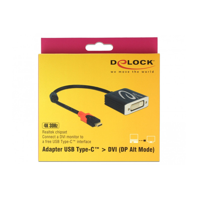 DeLOCK 61213 videokaapeli-adapteri 0,2 m USB Type-C DVI Musta
