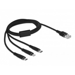DeLOCK 87155 USB-kaapeli 1 m USB 2.0 USB A Micro-USB B Lightning Apple 30-pin Musta