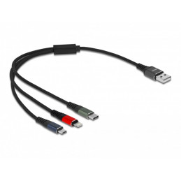 DeLOCK 87236 USB-kaapeli 0,3 m USB 2.0 USB A Micro-USB B Lightning Apple 30-pin Musta, Sininen, Vihreä, Punainen