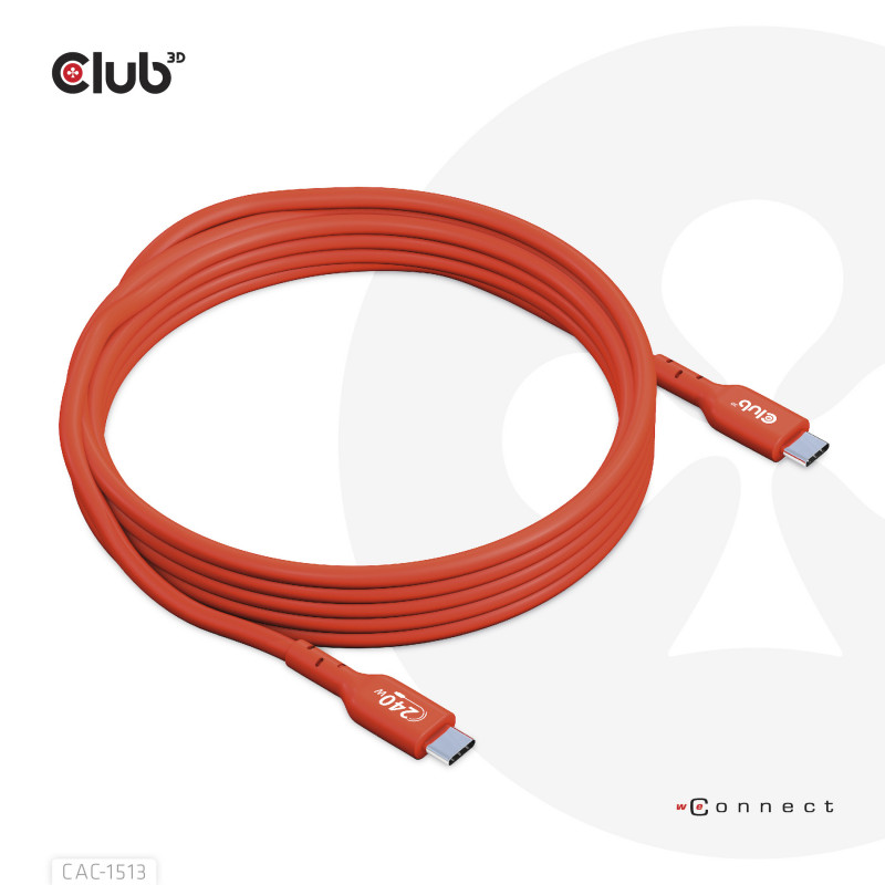 CLUB3D USB2 Type-C Bi-Directional USB-IF Certified Cable Data 480Mb, PD 240W(48V 5A) EPR M M 3m   9.84 ft