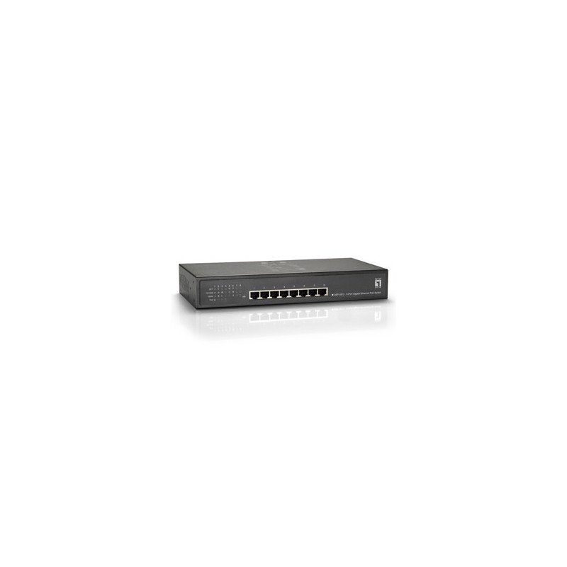 LevelOne GEP-0812 verkkokytkin Hallitsematon Gigabit Ethernet (10 100 1000) Power over Ethernet -tuki Musta