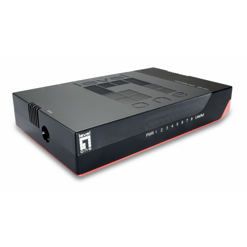 LevelOne GSW-0807 verkkokytkin Hallitsematon Gigabit Ethernet (10 100 1000) Musta, Punainen