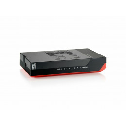 LevelOne GSW-0807 verkkokytkin Hallitsematon Gigabit Ethernet (10 100 1000) Musta, Punainen