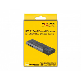 DeLOCK 42638 tallennusaseman kotelo SSD-kotelo Musta, Harmaa M.2