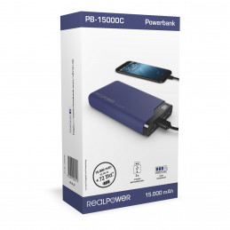 RealPower PB-15000C Navy Blue 15000 mAh Musta, Sininen