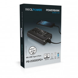 RealPower PB-20000PD+ 20000 mAh Musta