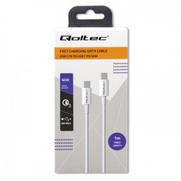 Qoltec 52359 USB-kaapeli 1 m USB 2.0 USB C Valkoinen