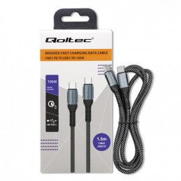 Qoltec 52358 USB-kaapeli 1,5 m USB 2.0 USB C Musta