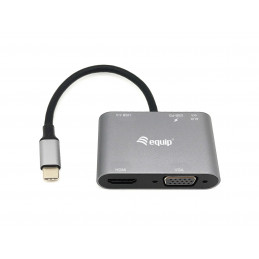 Equip 133483 kannettavien tietokoneiden telakka ja porttitoistin Langallinen USB 3.2 Gen 1 (3.1 Gen 1) Type-C Musta, Harmaa