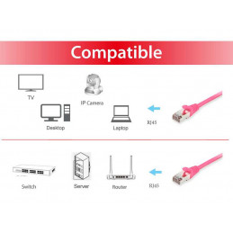 Equip 605580 verkkokaapeli Vaaleanpunainen 1 m Cat6 S FTP (S-STP)