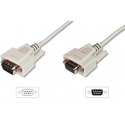 Digitus D-Sub M F 3m sarjakaapeli Beige