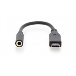 Digitus AK-300321-002-S matkapuhelimen kaapeli Musta 0,2 m USB C 3.5mm