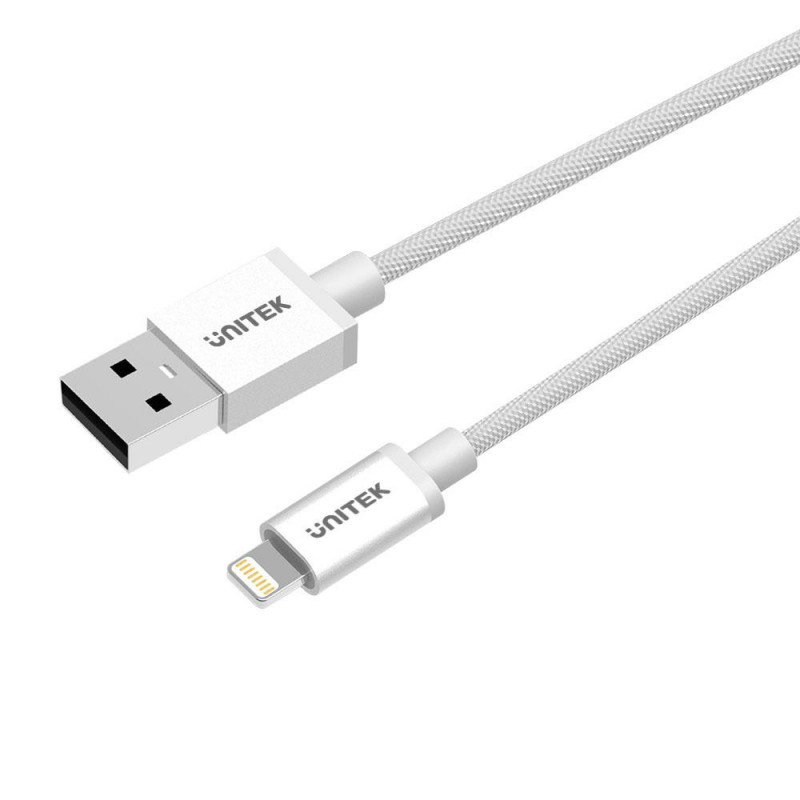 UNITEK Y-C499ASL matkapuhelimen kaapeli Hopea 1 m USB A Lightning