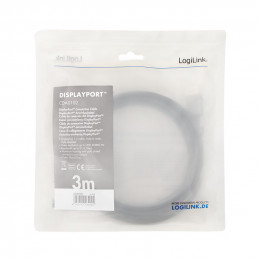 LogiLink CDA0102 DisplayPort-kaapeli 3 m Harmaa, Musta