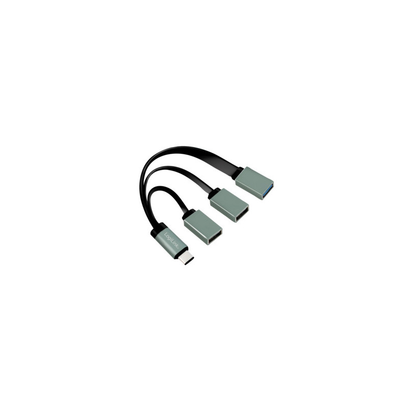 LogiLink UA0315 keskitin USB 3.2 Gen 1 (3.1 Gen 1) Type-C 5000 Mbit s Musta, Harmaa