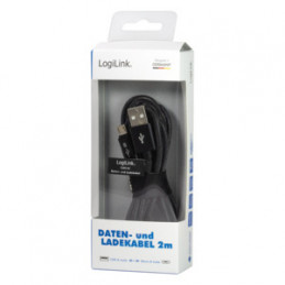 LogiLink CU0134 USB-kaapeli 2 m USB 2.0 USB A Micro-USB B Musta, Harmaa