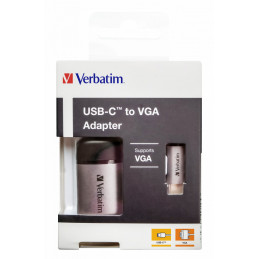 Verbatim 49145 videokaapeli-adapteri 0,01 m USB Type-C VGA (D-Sub) Musta, Hopea