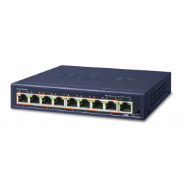 PLANET GSD-908HP verkkokytkin Hallitsematon Gigabit Ethernet (10 100 1000) Power over Ethernet -tuki Sininen