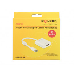 DeLOCK 62612 videokaapeli-adapteri 0,2 m Mini DisplayPort HDMI-tyyppi A (vakio) Valkoinen