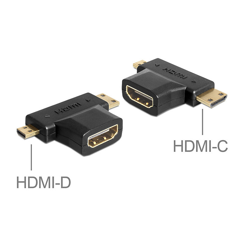 DeLOCK 65446 kaapelin sukupuolenvaihtaja HDMI-C   HDMI-D HDMI-A Musta