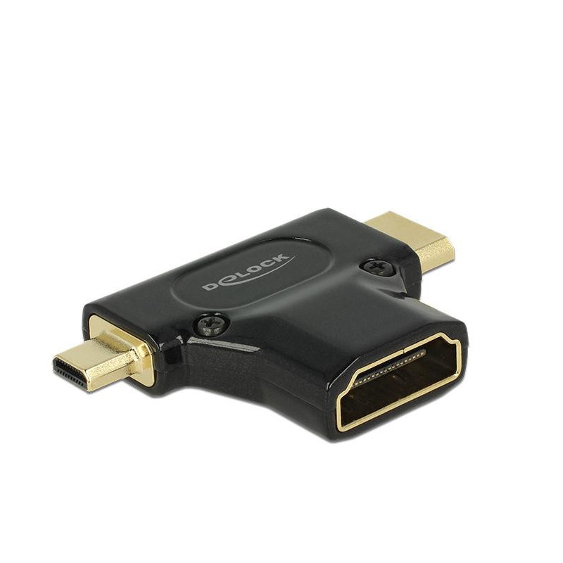 DeLOCK HDMI-A HDMI Mini-C+ Micro-D, F M+M Mini-HDMI + Micro-HDMI Musta