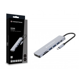 Conceptronic DONN19G kannettavien tietokoneiden telakka ja porttitoistin Langallinen USB 3.2 Gen 1 (3.1 Gen 1) Type-C Harmaa