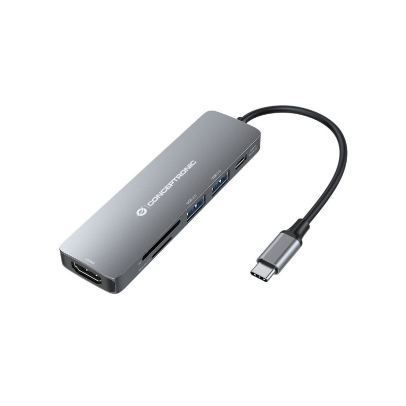 Conceptronic DONN11G kannettavien tietokoneiden telakka ja porttitoistin Langallinen USB 3.2 Gen 1 (3.1 Gen 1) Type-C Harmaa