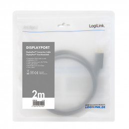 LogiLink CV0120 DisplayPort-kaapeli 2 m Musta