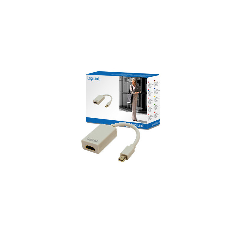 LogiLink Mini DisplayPort   HDMI Adapter 0,1 m HDMI-tyyppi A (vakio) Harmaa