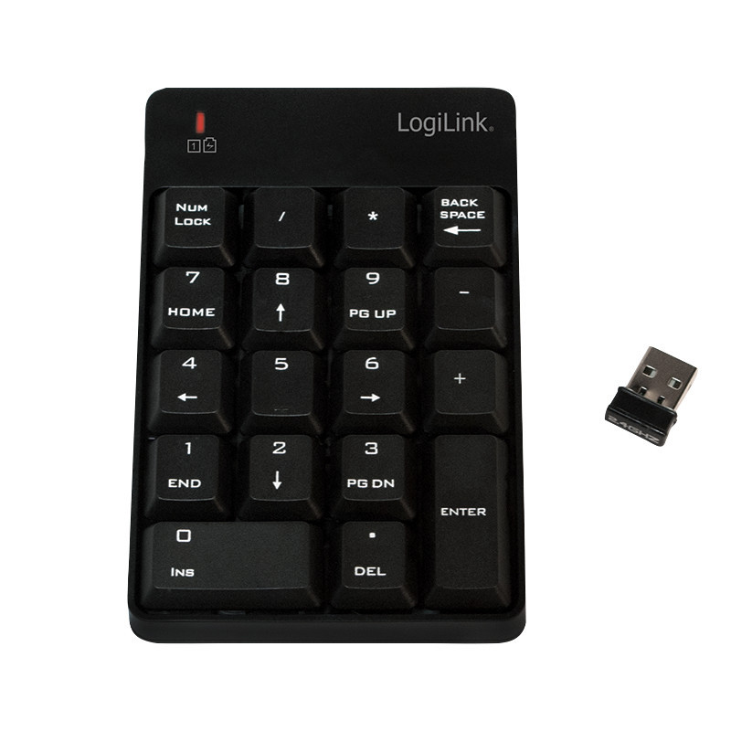LogiLink ID0120 Numeerinen näppäimistö Kannettava tietokone Langaton RF Musta