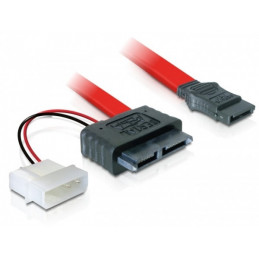 DeLOCK Cable SATA Slimline female + 2pin power  SATA SATA-kaapeli 0,3 m Punainen