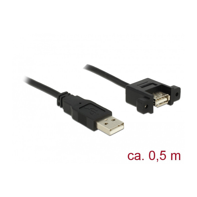DeLOCK 85461 USB-kaapeli 0,5 m USB 2.0 USB A Musta