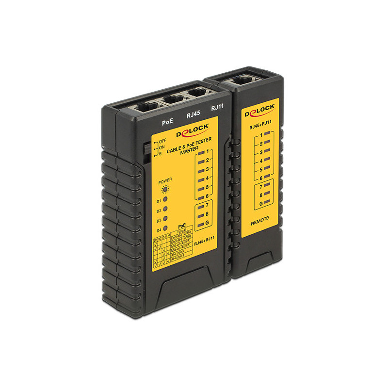 DeLOCK 86107 verkkokaapelin testeri Musta, Keltainen