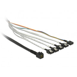 DeLOCK 0.5m, SFF-8643 4 x SATA 7p 0,5 m Monivärinen