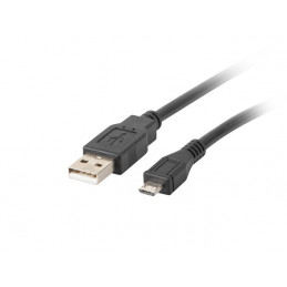 Lanberg CA-USBM-10CC-0003-BK USB-kaapeli 0,3 m USB 2.0 Micro-USB B USB A Musta