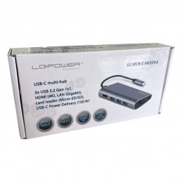 LC-Power LC-HUB-C-MULTI-5 kannettavien tietokoneiden telakka ja porttitoistin Langallinen USB 3.2 Gen 1 (3.1 Gen 1) Type-C