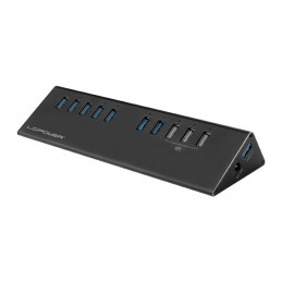 LC-Power LC-HUB-ALU-2B-10 keskitin USB 3.2 Gen 1 (3.1 Gen 1) Micro-B 5000 Mbit s Musta